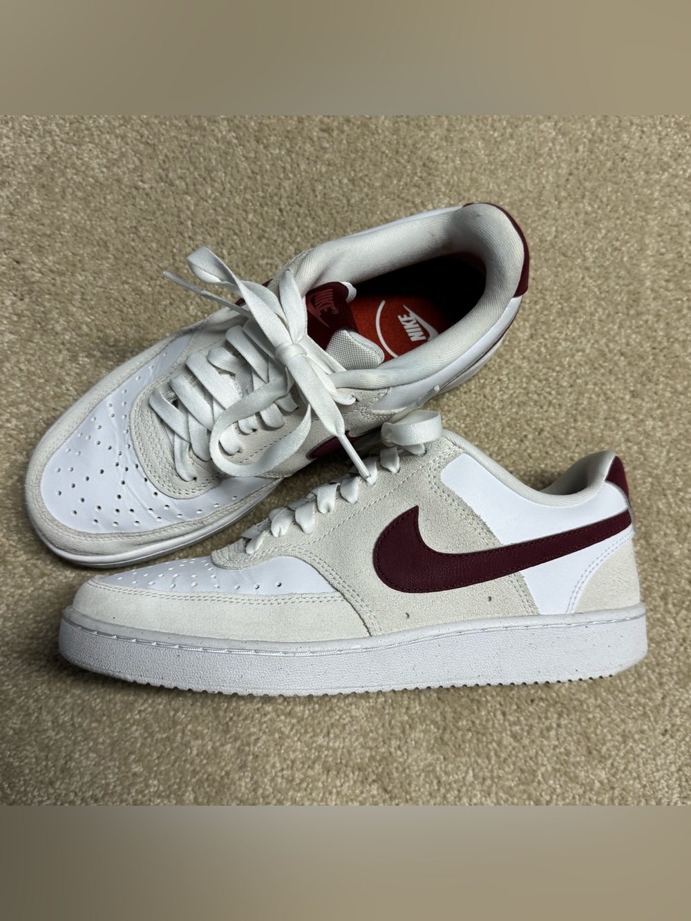 Nike Court Vision Low Shoes Women 7.5 White Valentines Day FQ7628-100 Sneakers - Picture 3 of 8